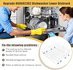 UPGRADED 808602302 5304535768 Remplacement du bac à lave-vaisselle inférieur Compatible avec Frigidaire, Kenmore Rack de fond de lave-linge avec 154174501 Remplacement des roues bleues 154432602 154432601 Pièces de sac à vaisselle