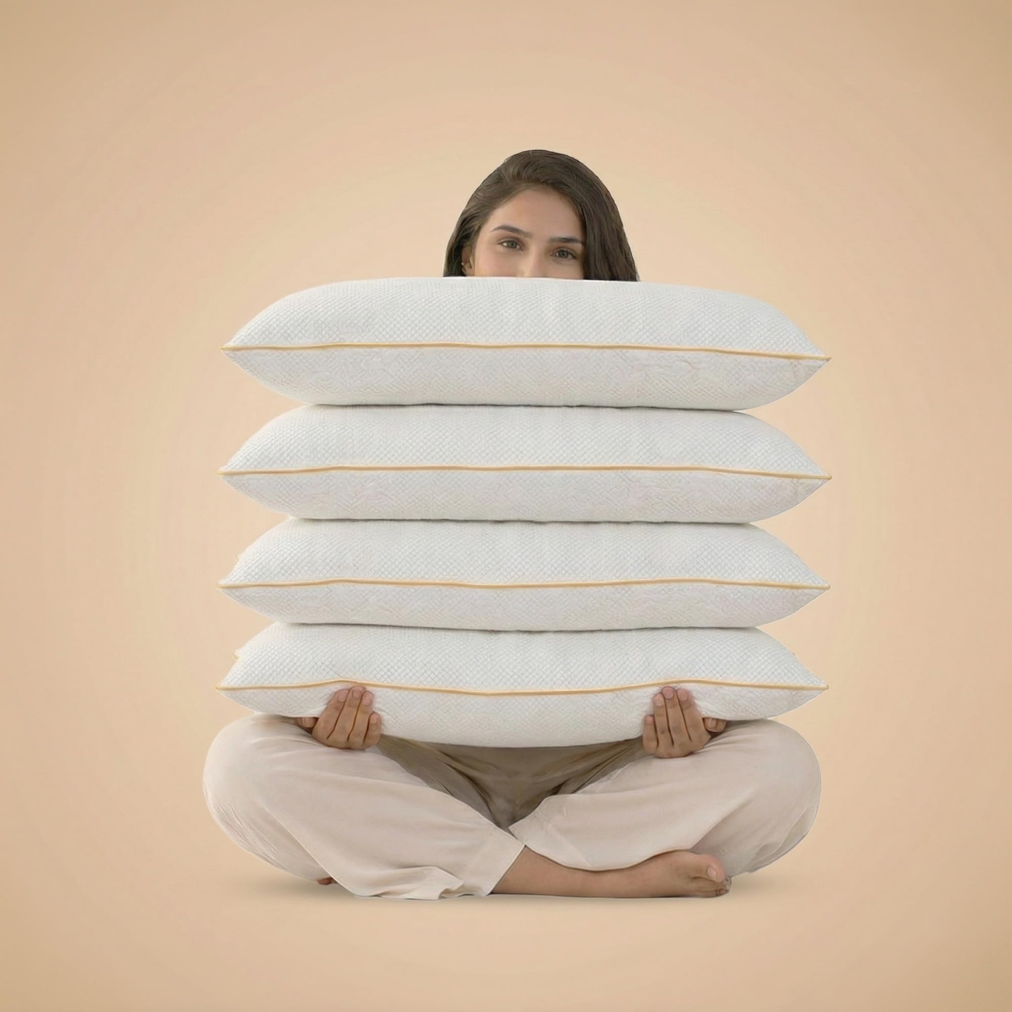 SleepyCat Orthopaedic Memory Foam Pillow for Better Shoulder and Neck Support, Set of 4 (Standard Size, 25x16 inches, White, Bamboo Fabric)