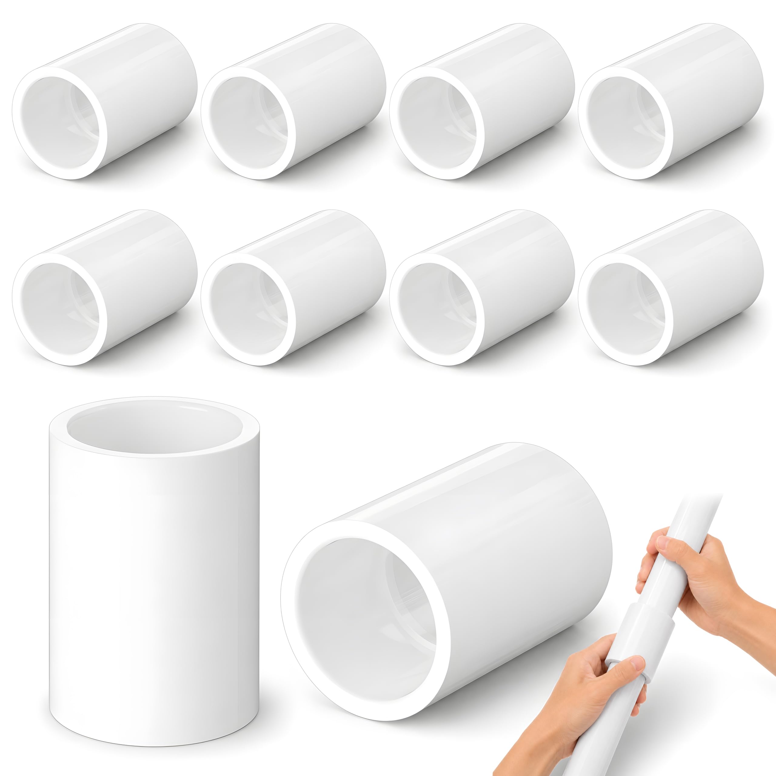 Photo 1 of 10 Pcs 2 Inch PVC Coupling Fittings, Socket x Socket