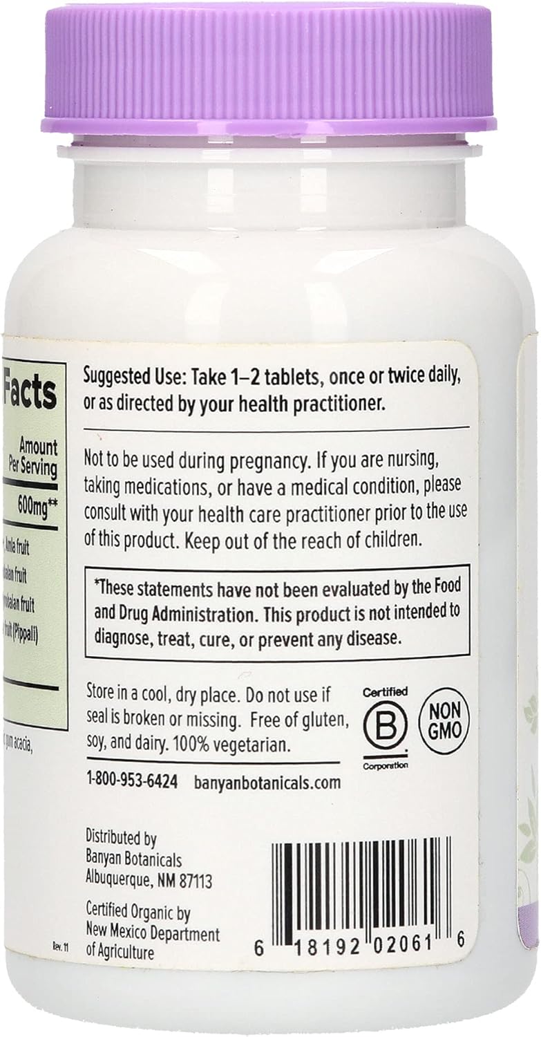 Banyan Botanicals Triphala Guggulu – Organic Triphala Supplement with Guggulu & Pippali ­­– Metabolism Supplement to Support Healthy Digestion & Detox* – 90 Tablets – Non-GMO Sustainably Sourced Vegan : Health & Household