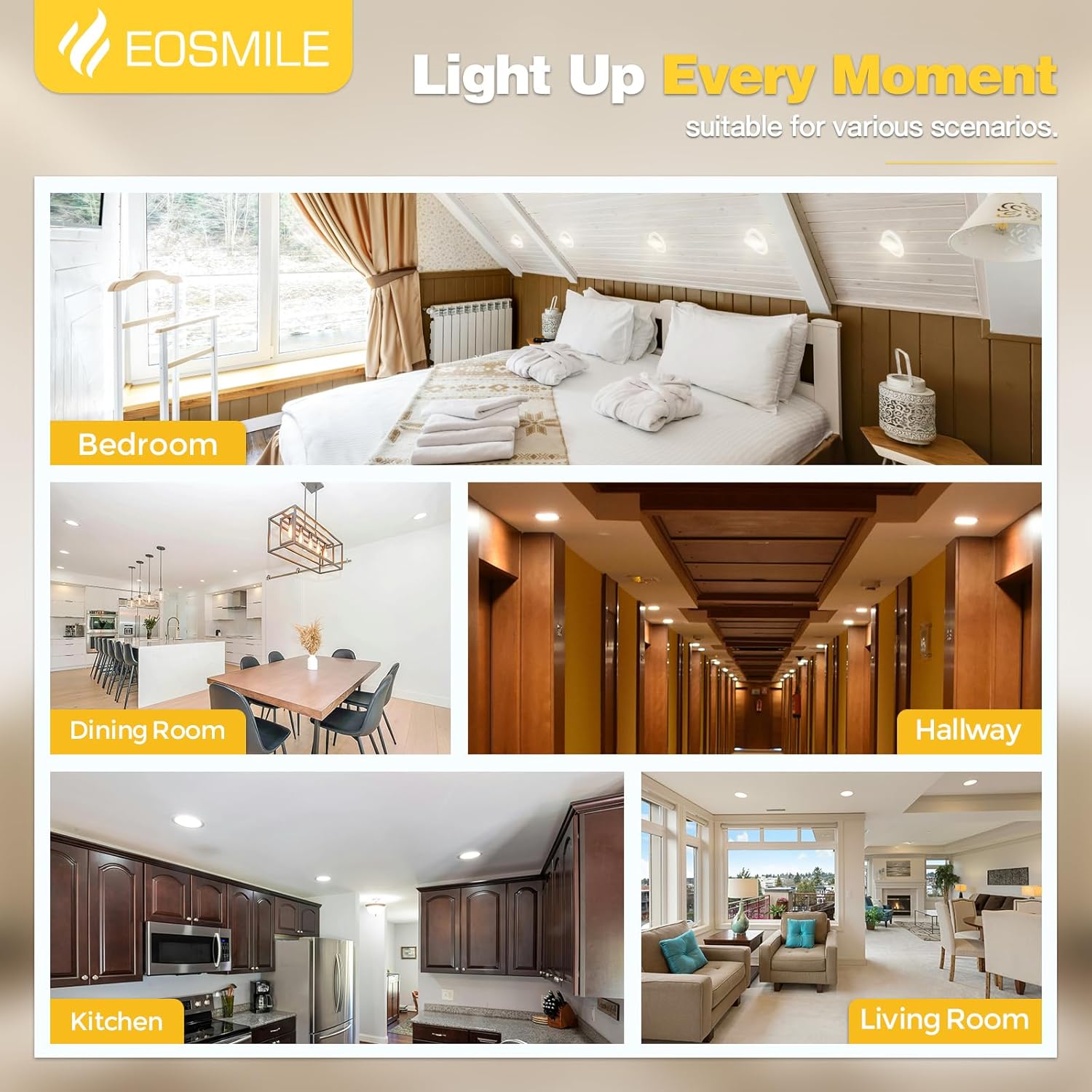 4 Inch 6 Pack Gimbal LED Recessed Lighting, 360°&90°Adjustable Eyeball Directional Wafer Light,Downlight, Dimmable, 12W 1100LM CRI95, White, 2700K 3000K 3500K 4000K 5000K 5CCT, ETL&FCC
