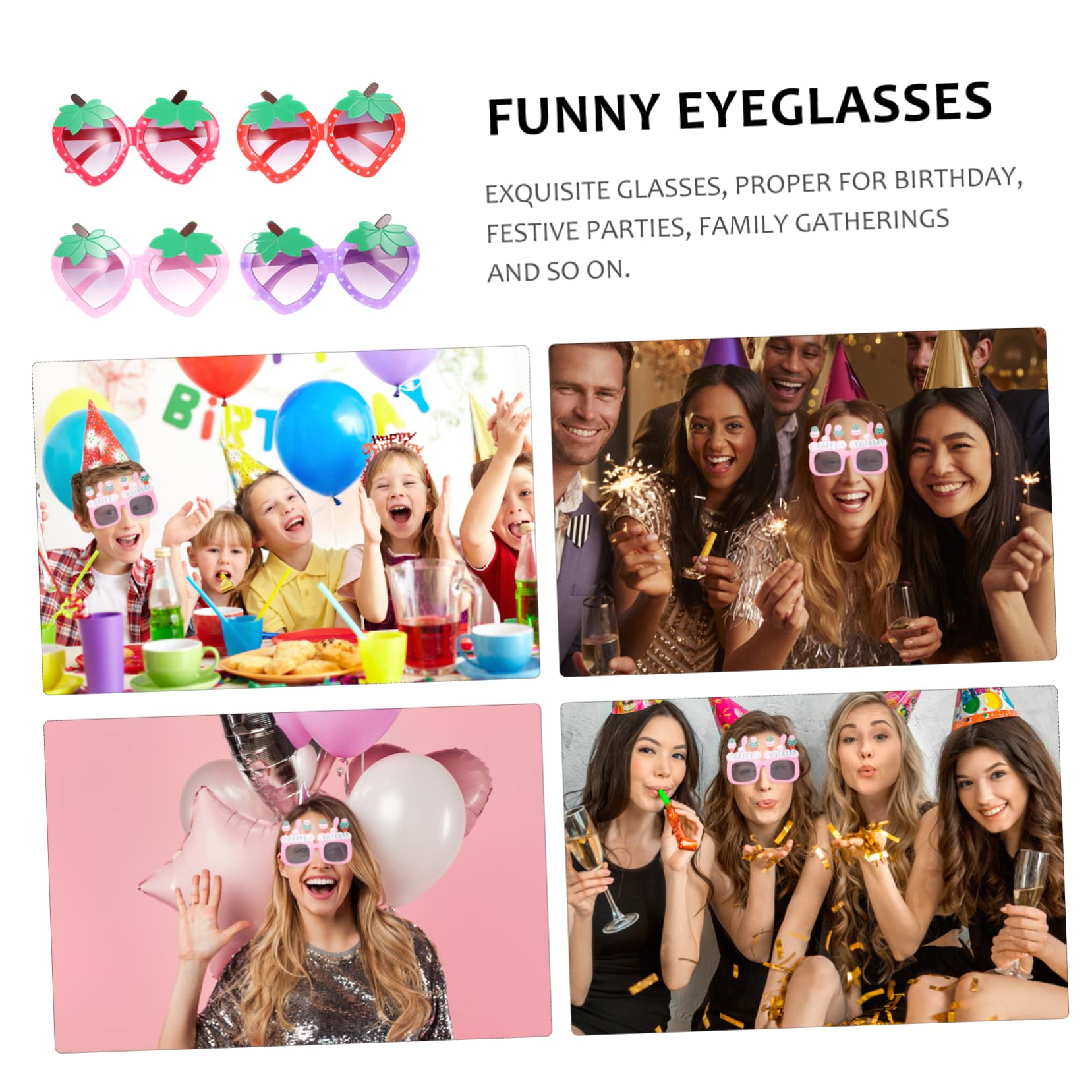 Holibanna 4 Pairs of Strawberry Sunglasses for Toddlers Boys and Girls Baby Glasses Girls Strawberry Shaped Polarized for Parties and Festivals