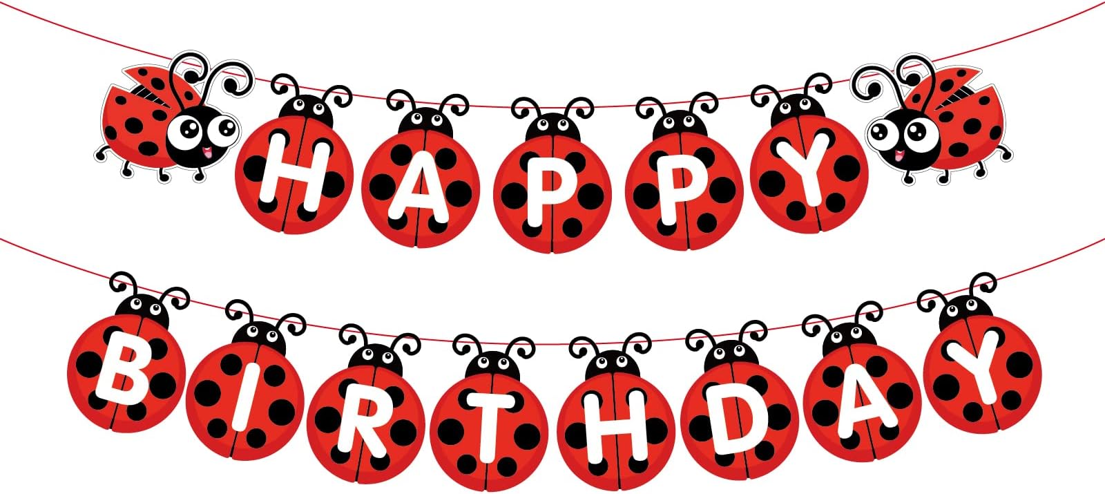 Ladybug Birthday Party Supplies Ladybug Birthday Banner, Cute Ladybird Bday Bunting Sign Ladybird Happy Birthday Banner for Ladybeetle Themed/ Insect Theme Baby Shower Decorations