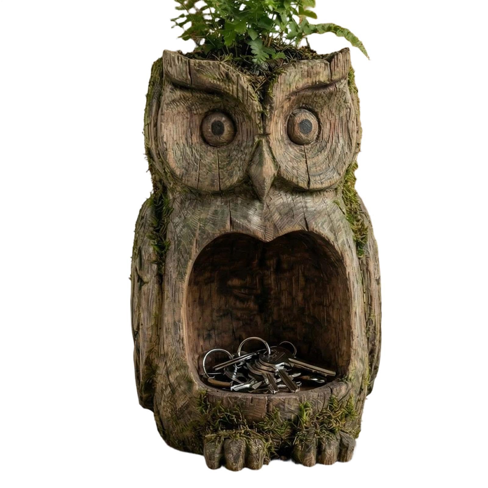 Mangeoire à oiseaux hibou en métal pour jardin et oiseaux sauvages