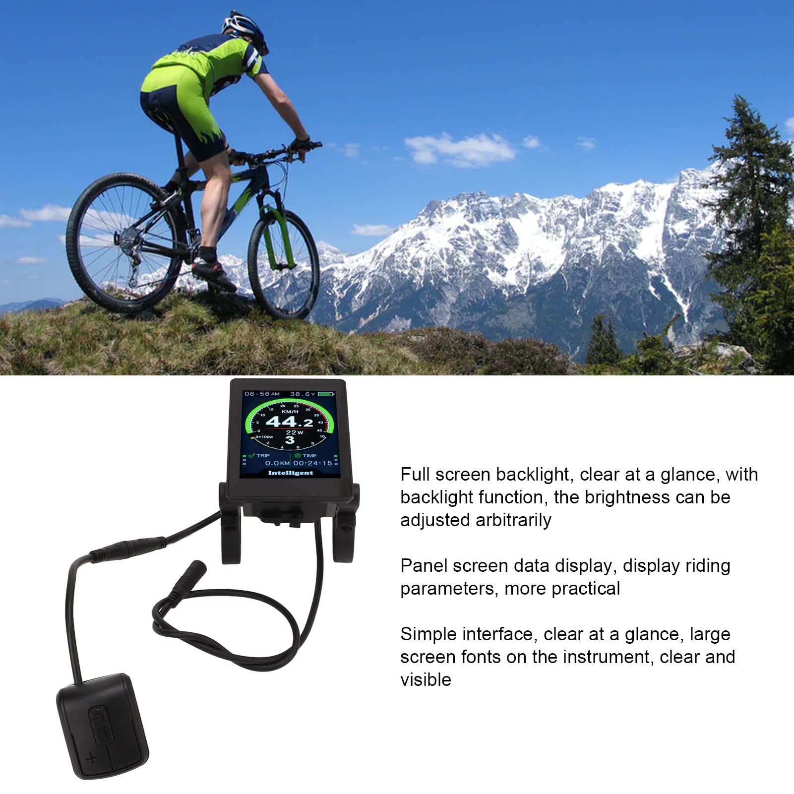 Display Impermeabile per Bici Elettrica 860C con Retroilluminazione Regolabile per Mountain Bike in Vetro Temperato e ABS