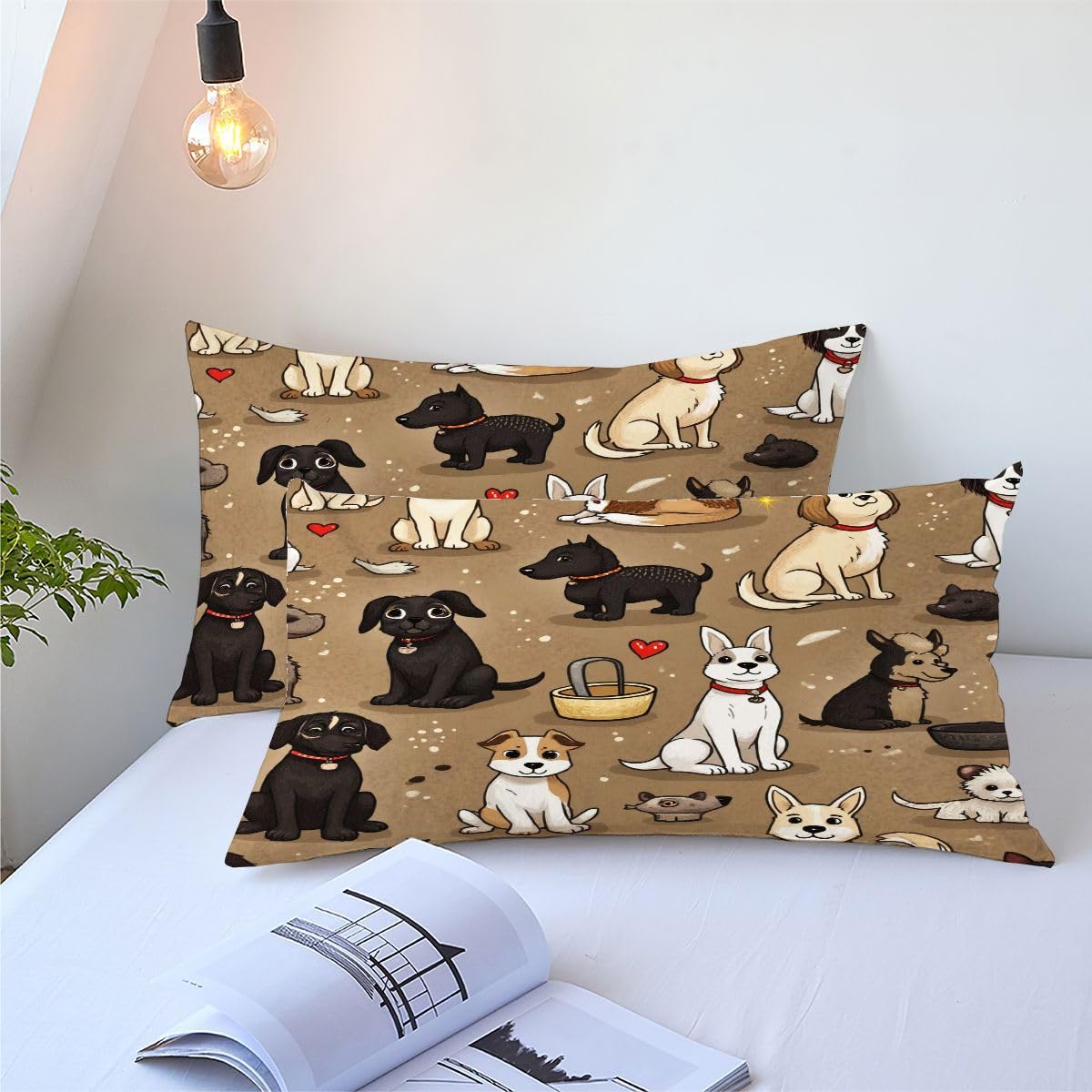 Edredón Nordica Cama 150-220x240 cm Perro de Dibujos Animados, 3 Piezas Juego de Ropa para Adultos, 3D Edredón de Microfibra y 2 Funda de Almohada (220 x 240-50 x 75)