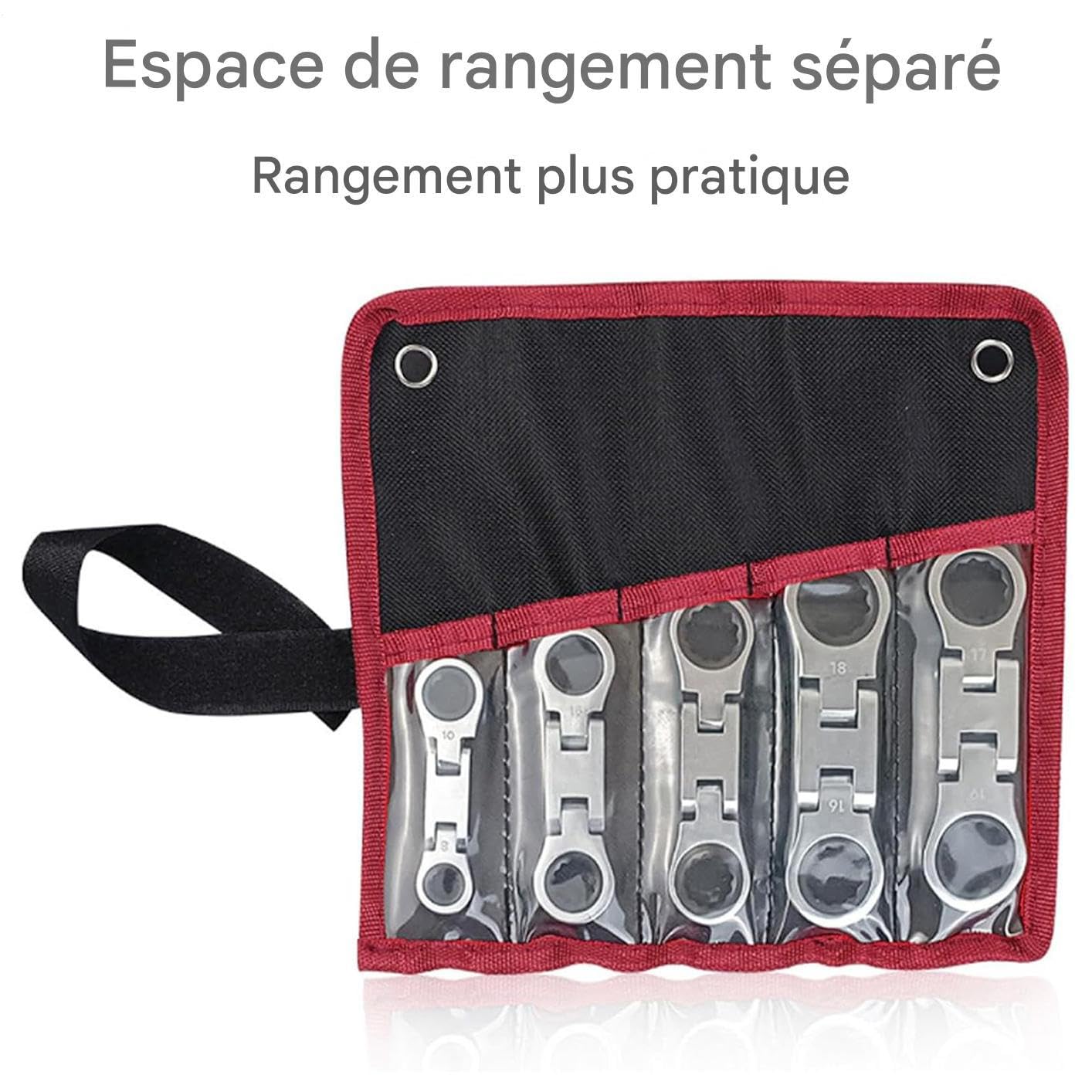 Générique Set di cricchetti – Set di 5 cricchetti a doppio allenamento e testa flessibile, chiave pieghevole a 180 gradi, strumento retrattile 19 mm, per riparazione elettronica automobilistica