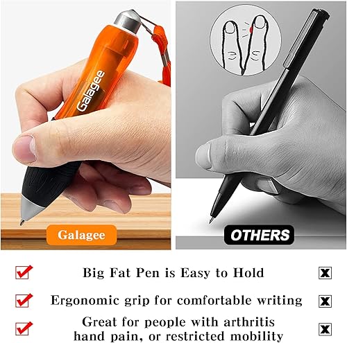 Miniatura 5 de Bolígrafos con peso súper grandes para artritis, bolígrafos grandes y pesados de agarre ancho, ayuda a escribir para Parkinson, autismo, túnel