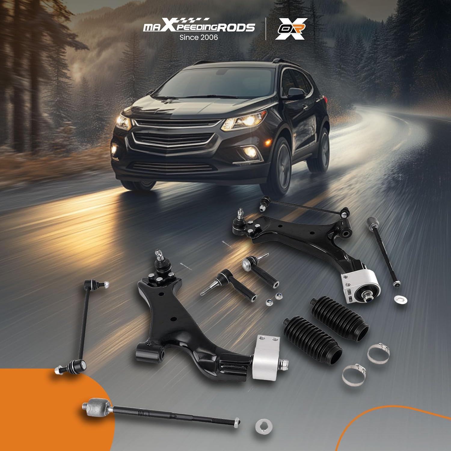 maXpeedingrods 10Pc Front Lower Control Arm for Chevy Equinox GMC Terrain 2010-2017, K623489 K623488 Suspension Kit Lower Control Arm w/Ball Joint Sway Bar End Link Tie Rod End Boots & Bellows