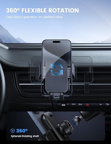 Vista 5 de Lamicall 2025 Abrazadera más amplia con gancho de metal Soporte para teléfono de coche con ventilación [Compatible con fundas gruesas] Soportes