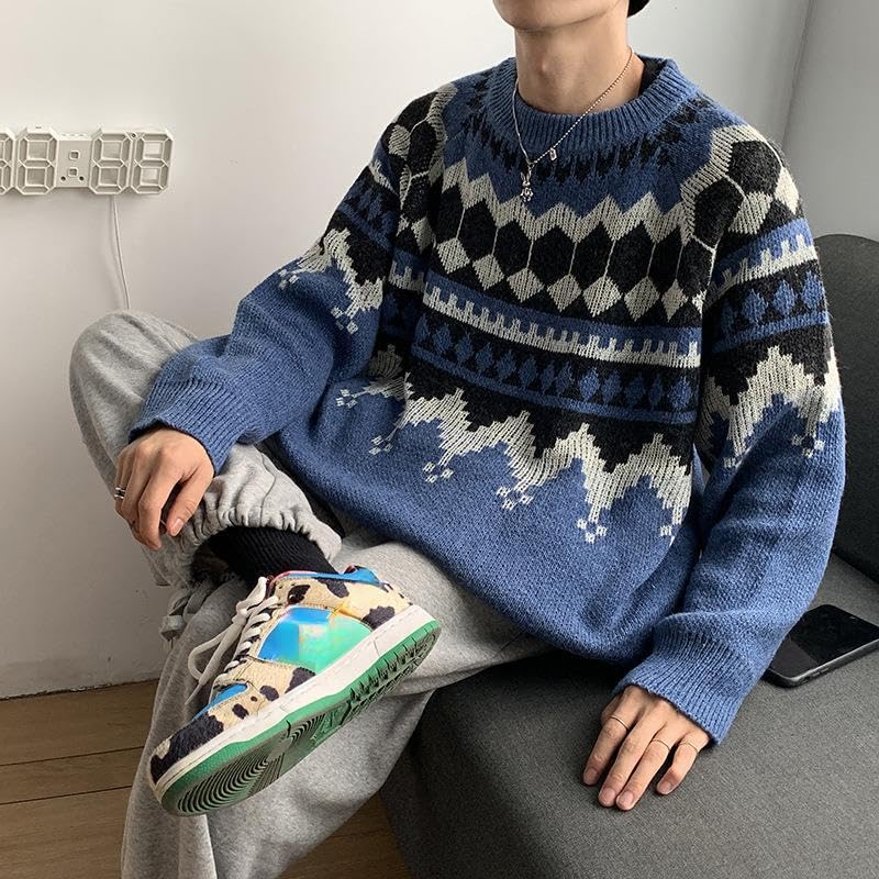 CYee Grunge Grandpa Sweater for Men Aesthetic Graphic Pullover Y2k Acubi Long Sleeve Sweatshirt Preppy Emo Alt Clothing4