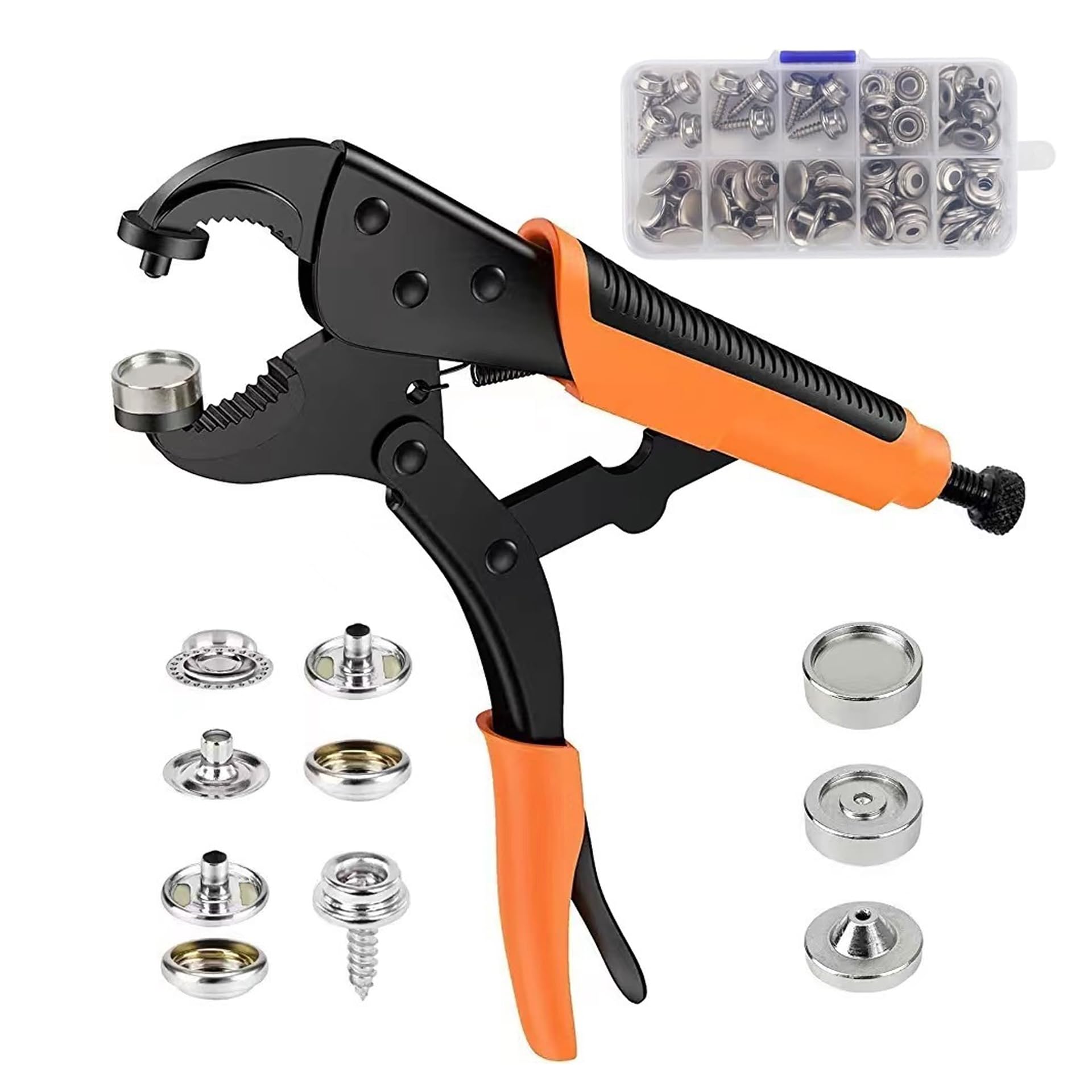 IVEOPPE Set di pinze con occhielli magnetici, 200 occhielli antiruggine (Ø 10 mm), per teloni, tessuti, tende da sole, tende da sole e similpelle
