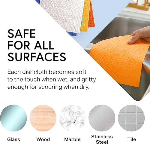 Miniatura 9 de Paños de esponja de celulosa sueca para platos paquete de 10 paños de limpieza ecológicos sin olor reutilizables para cocina absorbente de platos 10