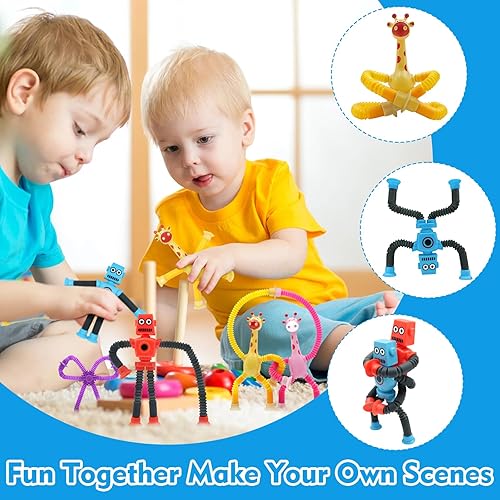 Miniatura 2 de Lollyx 5 juguetes sensoriales para niños de 3 4 5 6 7 8 9, juguete telescópico de succión robot de juguete Pop Tube Fidget Juguetes para autismo