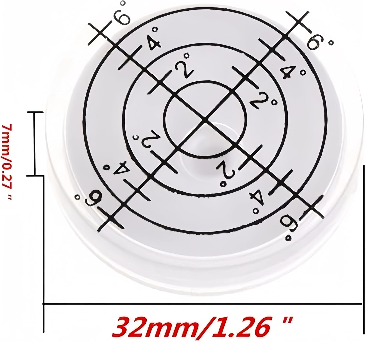 50pcs Level Tool Small Bubble Leveler High Precision 32x7mm Round Mini Spirit Level 2°/4°/6°
