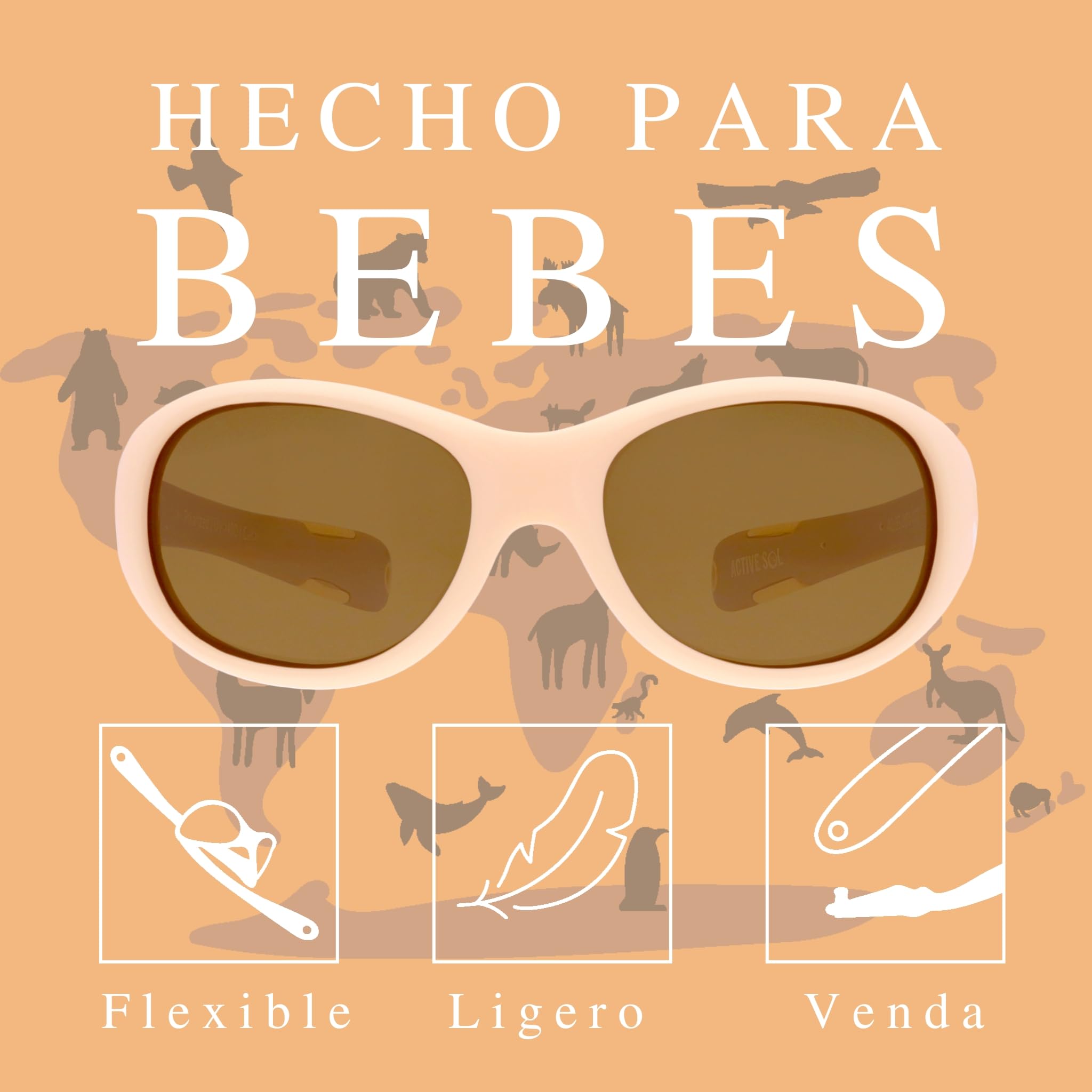 ActiveSol Gafas de Sol para Bebé Safari, 0 – 24 Meses, 100% Protección UV, Polarizadas, con Cinta para la Cabeza