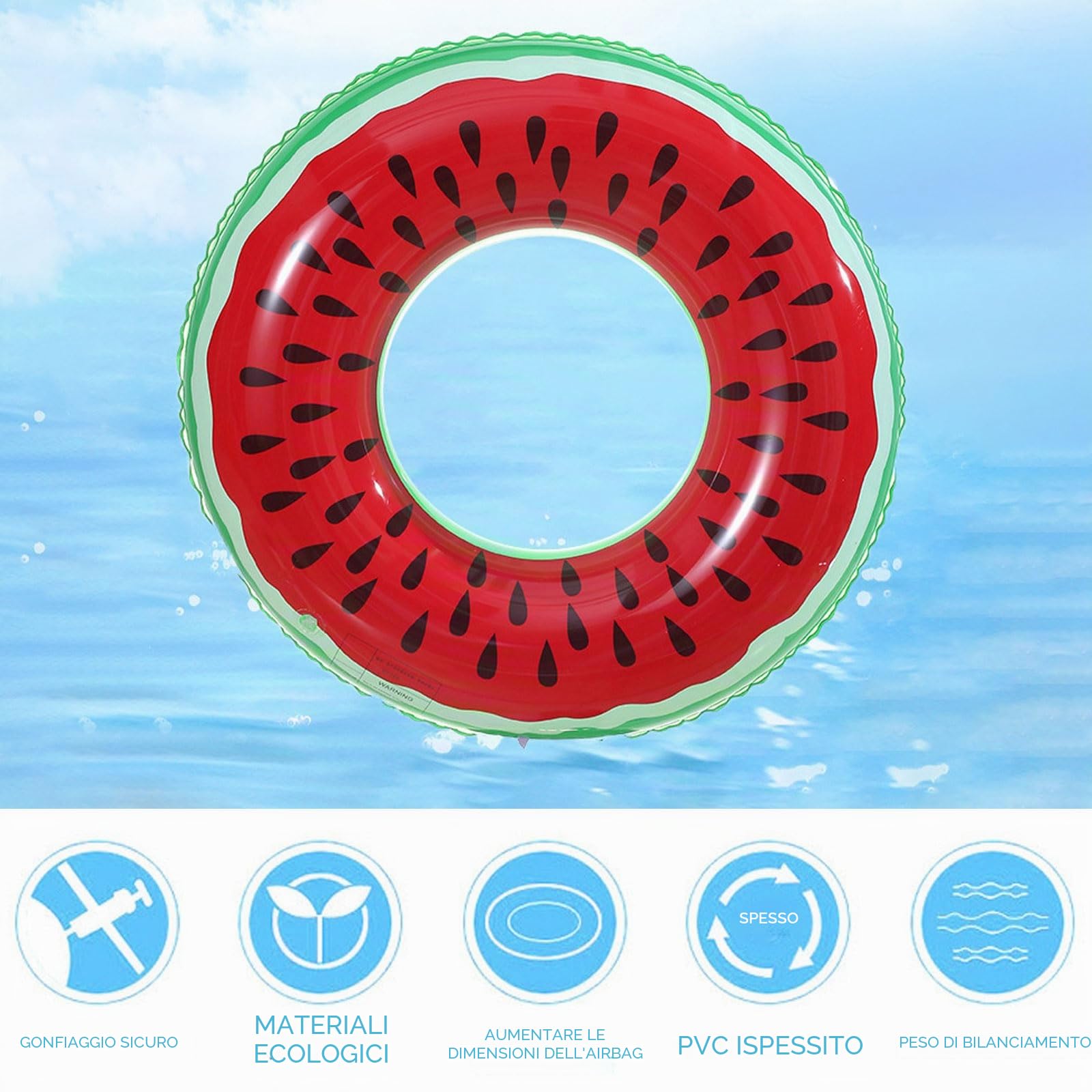 GWAWG 2pcs Galleggiante Piscina Anguria Cerchio Gonfiabile Divertente Nuoto con Disegno Realistico di Frutta Giocattolo Decorativo del Partito Piscina Spiaggia di Estate