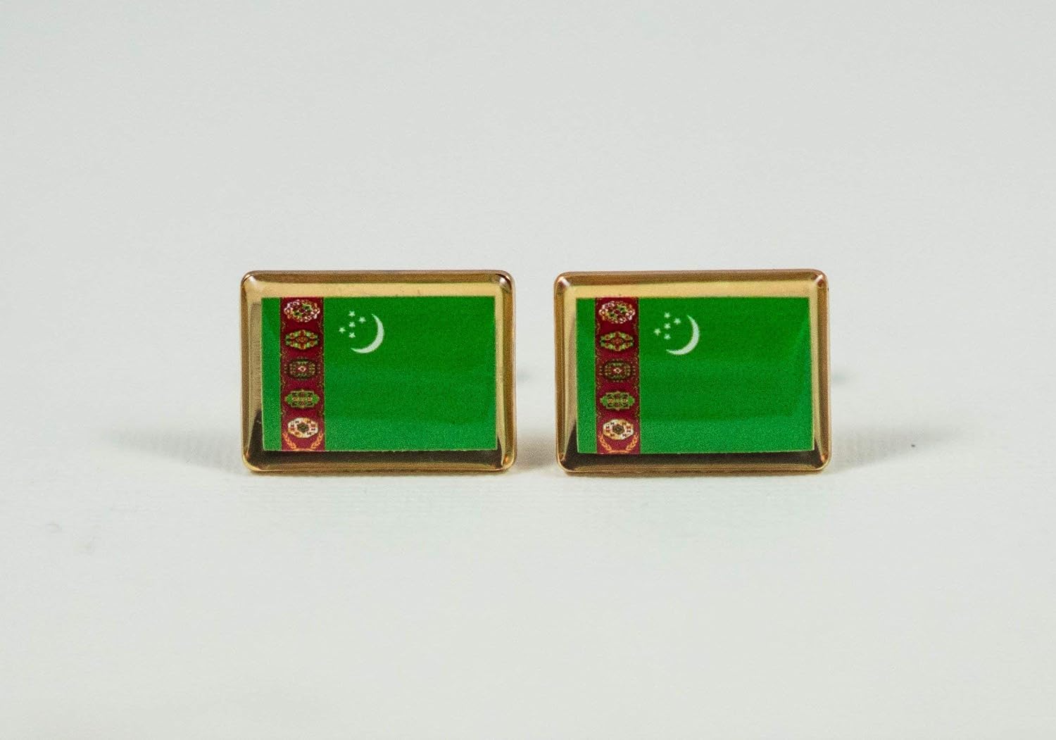 Turkmenistan Flag Cufflinks, Lapel Pins, Tie Bars, Earrings, Jewelry and Accessories