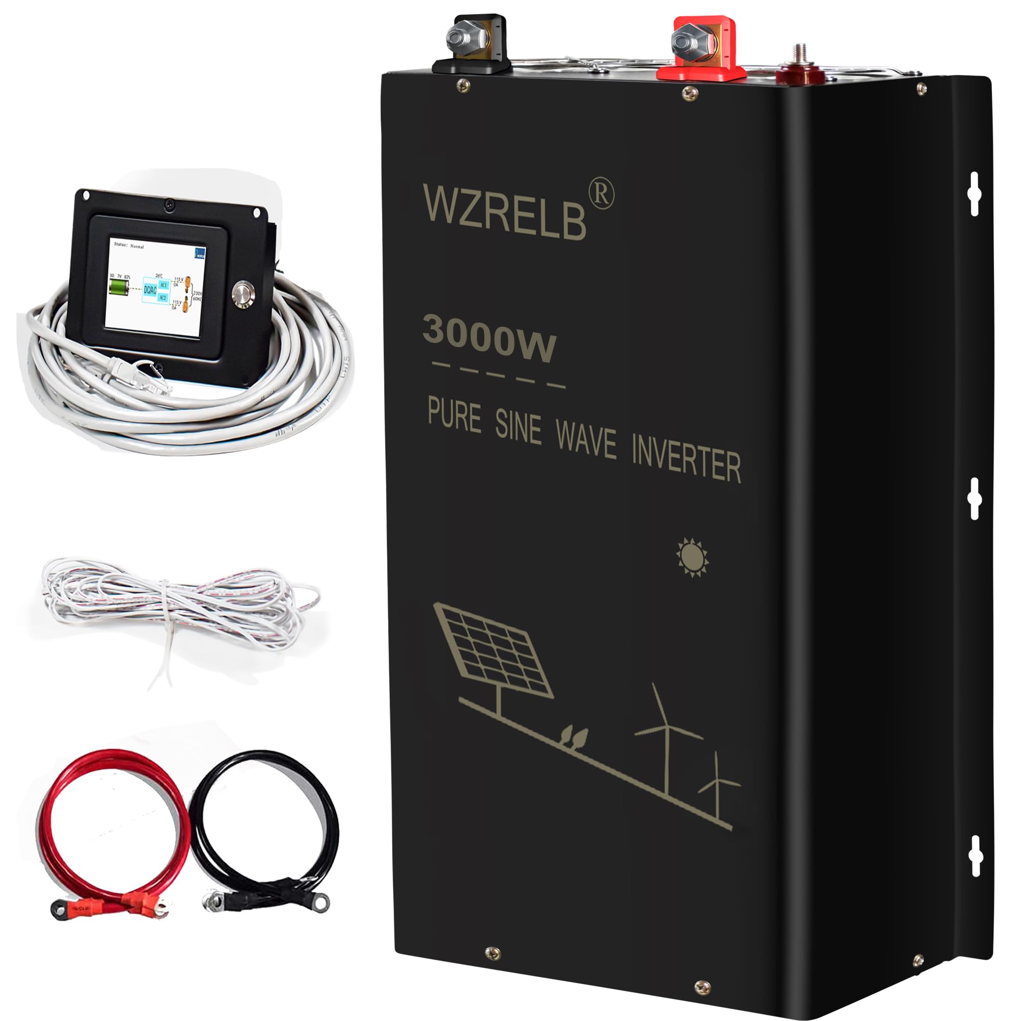 3000W 24V Pure Sine Wave Inverter,24 Volt DC to AC 120V 240V Split Phase Power Inverter,6KW Surge,5 AC Outlets,AC Hardwire Terminal,15ft LCD Remote Panel-image-43