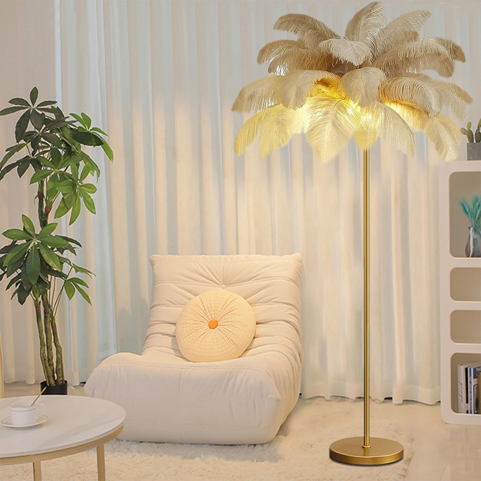 Lampadaire en plumes d'autruche de luxe moderne salon