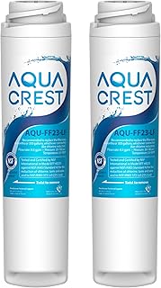AQUA CREST FQSLF, FQSVF Under Sink Water Filter, Replacement for GE FQSLF, FQSVF, FQSVN, FQROPF, GXSV65R Undersink Water Filter, NSF 42 Certified (2 Pack), Model no.AQU-FF23-LF