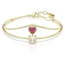 Swarovski Bracciale rigido Chroma, Cuore, Rosso, Placcato color oro