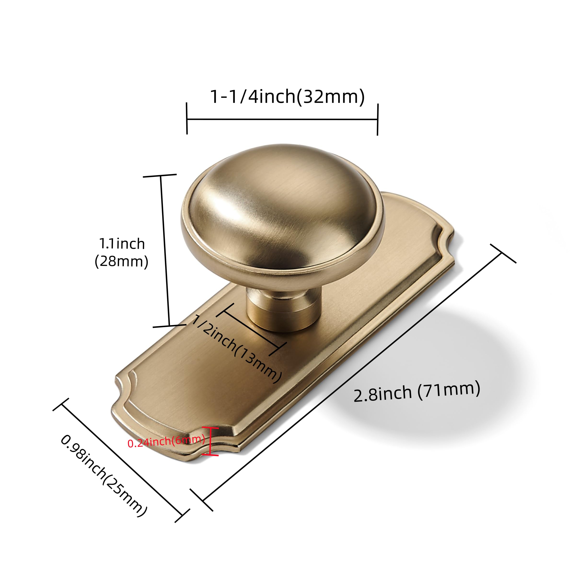 KHTUMEWARE-KH270 Round Knob, Brushed Brass, 1-1/4 in (32 mm), 2-Pack in Brushed Brass — KHTUMEWARE
