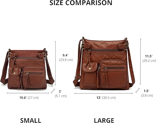 Miniatura 6 de Scarleton - Bolso tipo bandolera con varios compartimentos para mujer bolso de hombro de cuero vegano lavado ultrasuave H1833