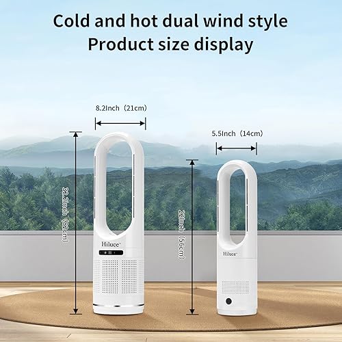 Miniatura 5 de Ventilador sin aspas 3 en 1 con purificador de aire, calentador interior, filtro HEPA combinado de ventilador y calentador, interruptor de vuelco,