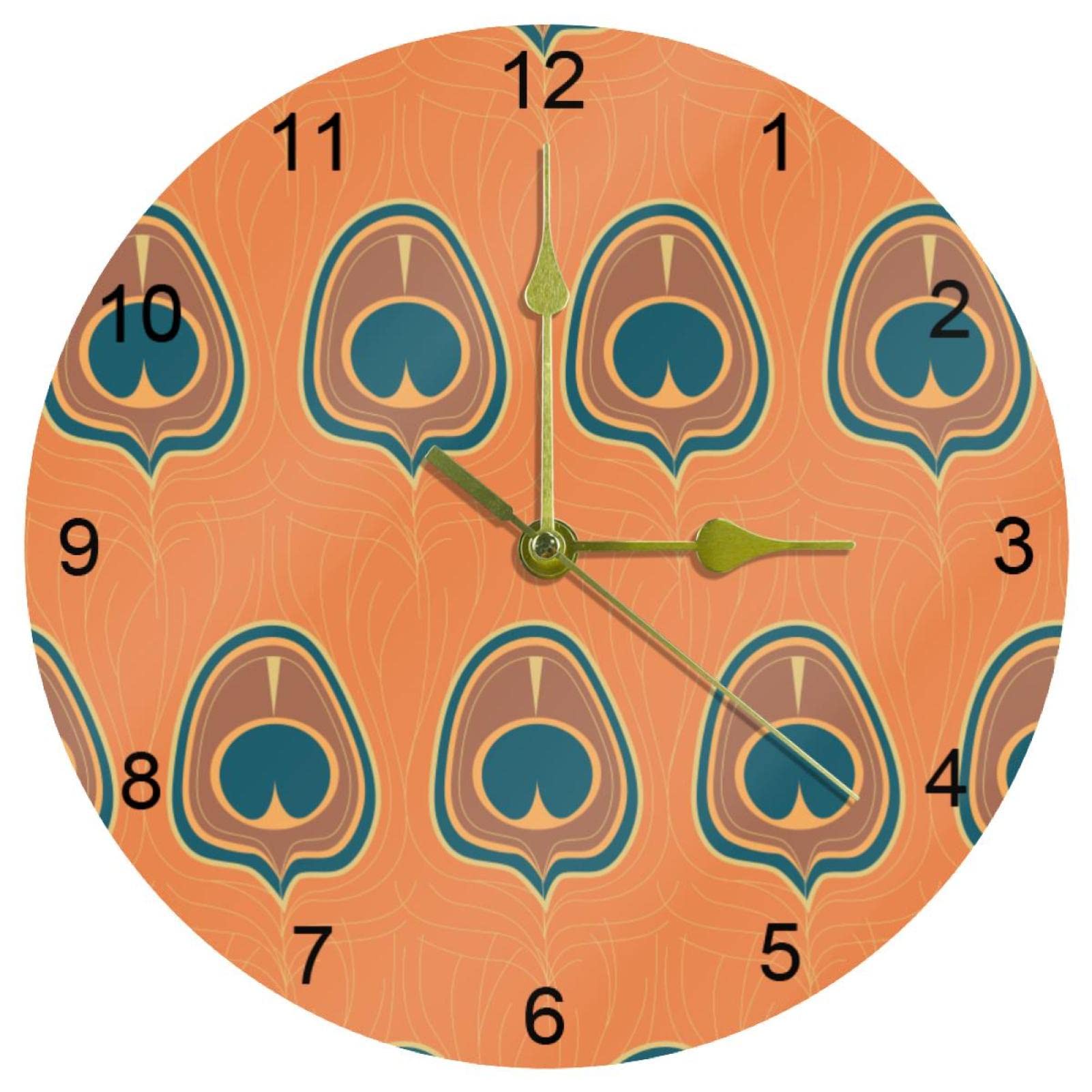 Horloge murale cuisine et salon de 25,4 cm orange à piles