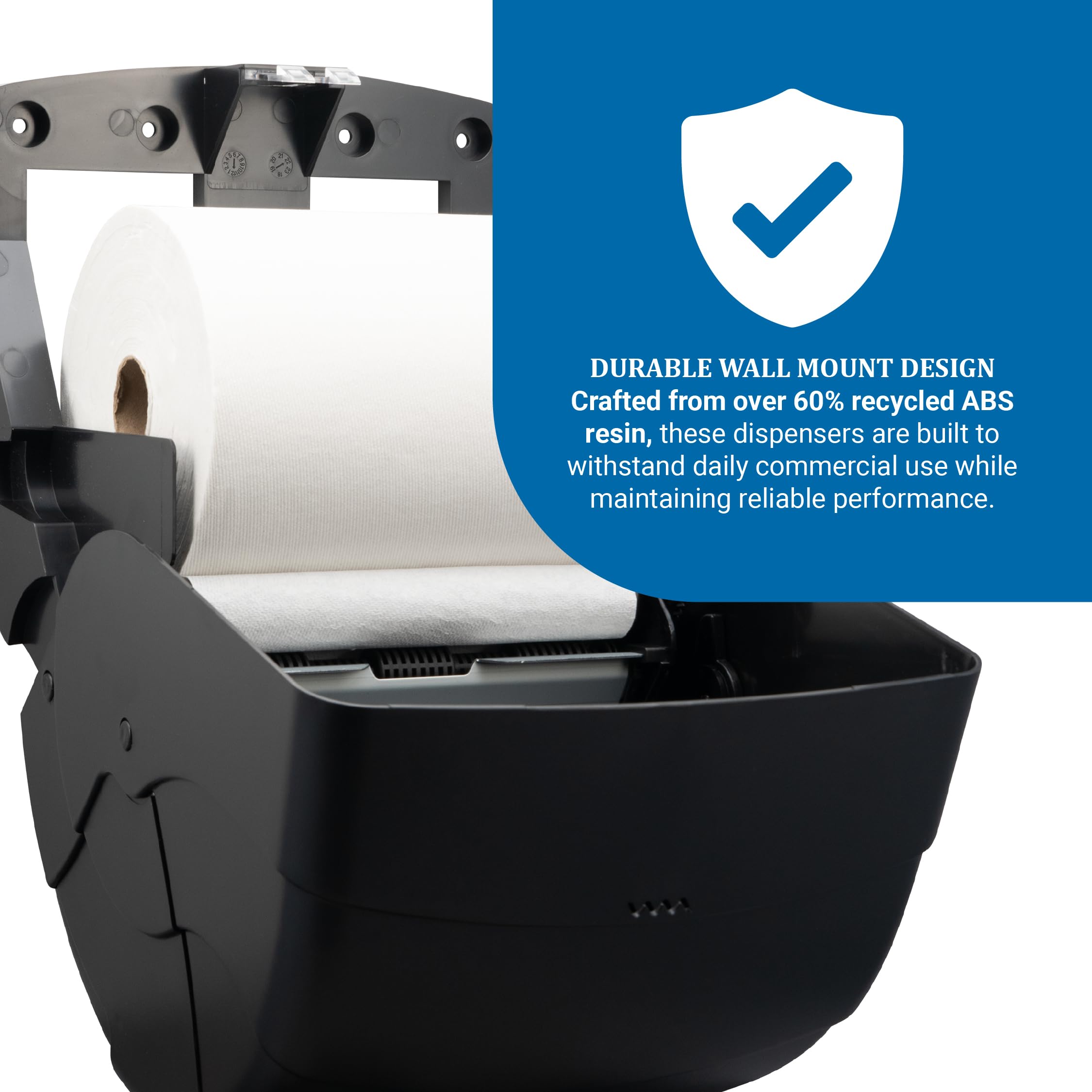 San Jamar Ecologic Integra - Dispensador de Toallas de Papel de plástico Reciclado, Capacidad Universal de Rollo, dispensador montado en la Pared para el hogar y el Negocio, Universal, Color Negro