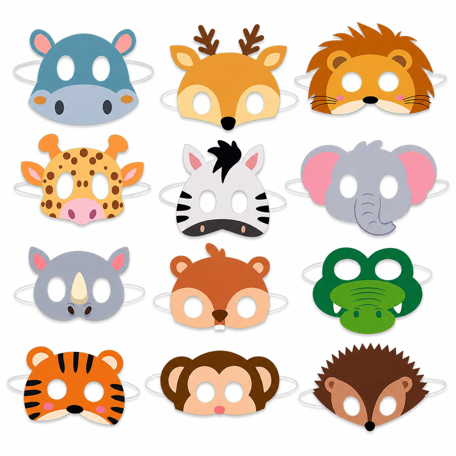 Bolosa 12 Animal Masks, Animal Masks for Kids, Jungle Safari Birthday Party