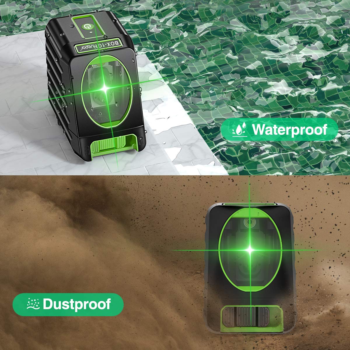 Selfleveling Laser Level Huepar Box1G 150ft/45m Outdoor Green Cross