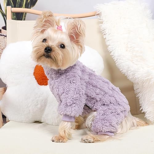 Miniatura 3 de Pijamas para perros pequeños, niños y niñas, suéter de cuello alto, ropa gruesa y cálida, abrigo de forro polar para clima frío, pijamas para