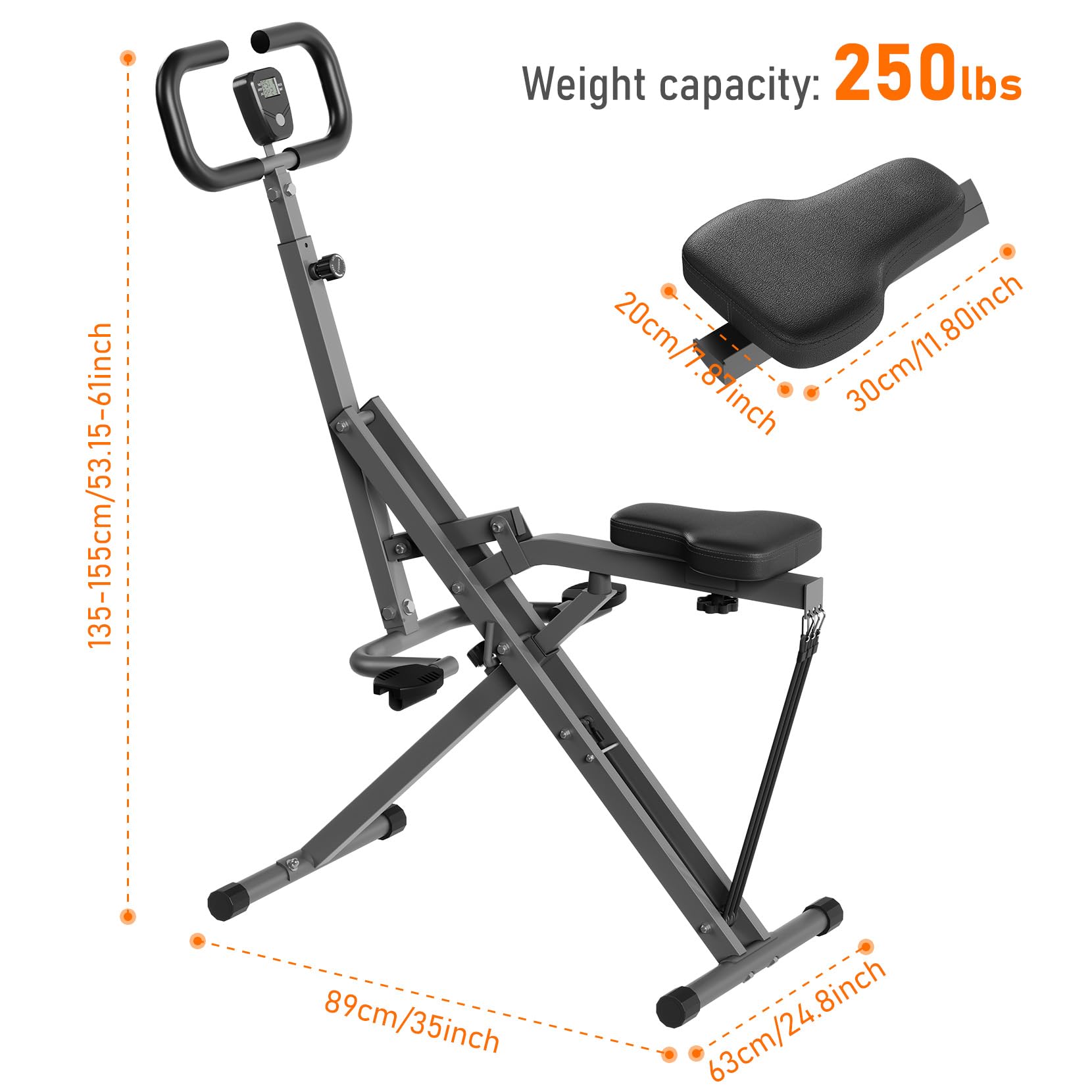 Squat Assist Trainer, faltbares Rudergerät mit verstellbarem Widerstand für Heim-Fitnessstudio, ideal für Arm-, Gesäß- und Beintraining, kompaktes Trainingsgerät