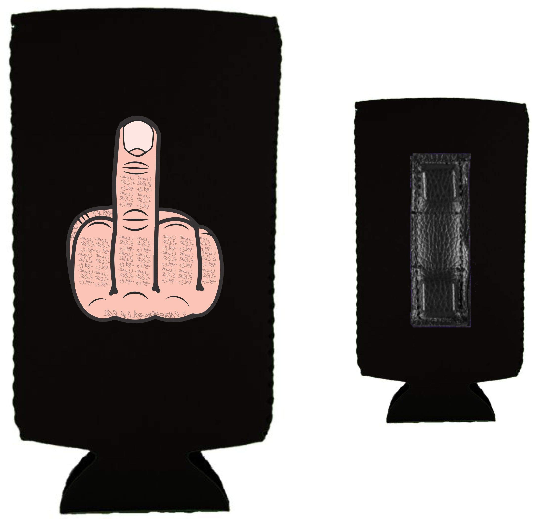 Middle Finger Magnetic Slim Can Coolie (2 Pack, Black)