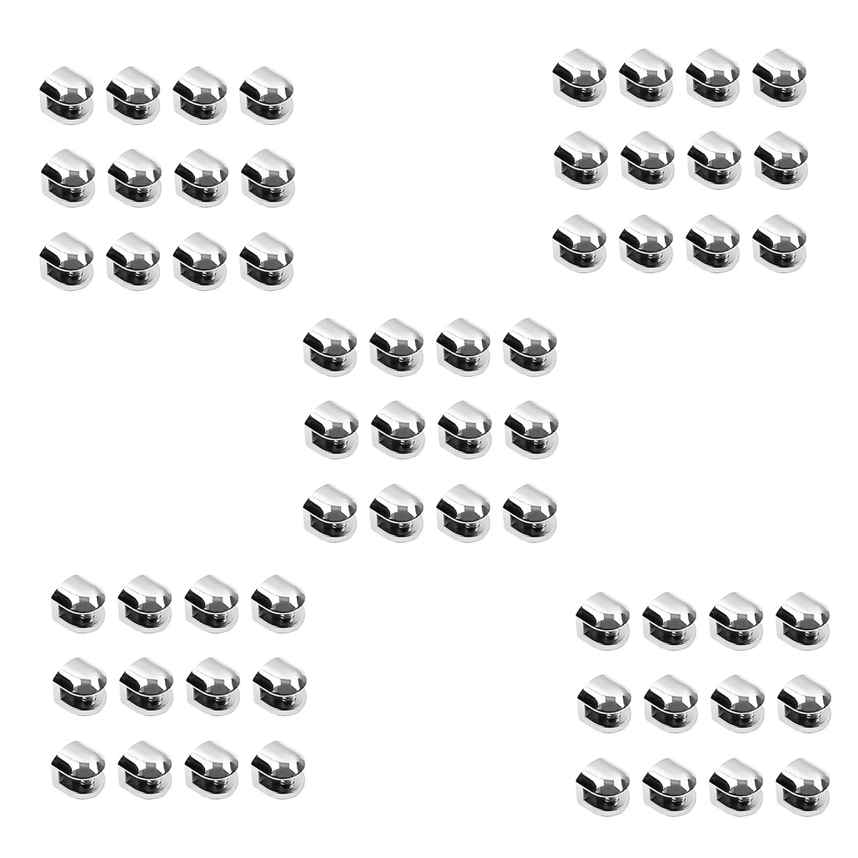 Jnchdghwa Silver 60Pcs Glass Brackets Adjustable Zinc Alloy Glass Clip Shelf Clamp Holder Flat Back Mount Holder For Staircase Handrail