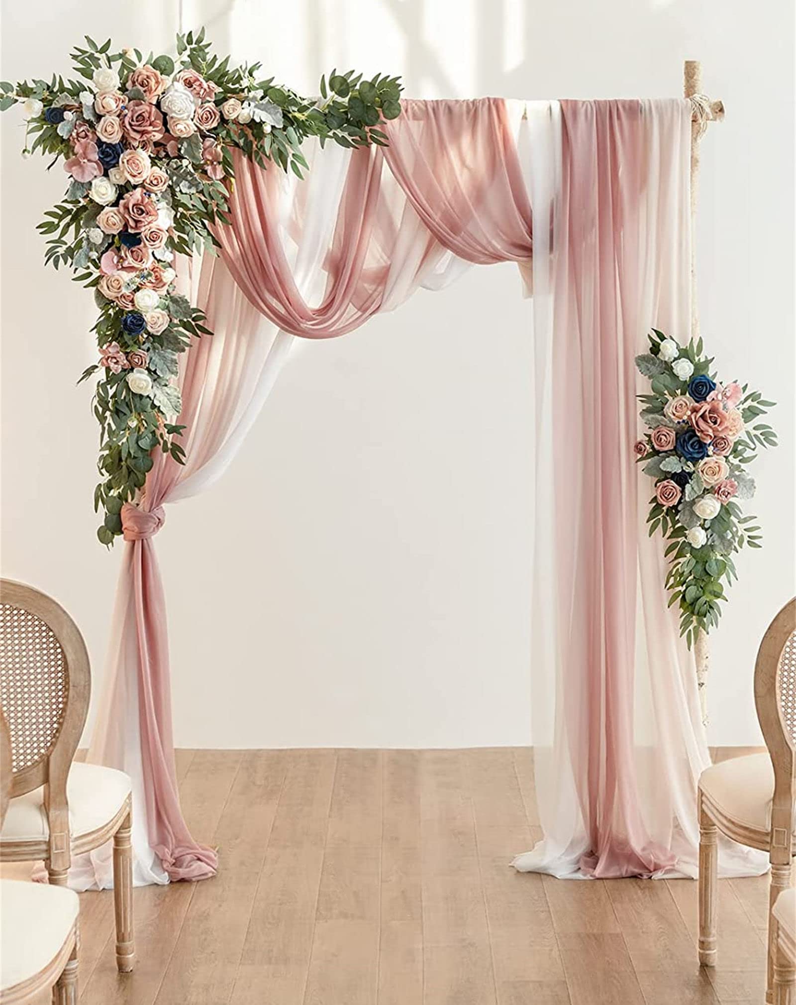 Dusty Rose Künstliche Hochzeitsbogen Blumen Set 5 Stück Enthält 2 Blumenbogen Dekor Girlanden & 3 Bogen Vorhänge Eckblumen für Außen Hochzeit Laube Dekoration