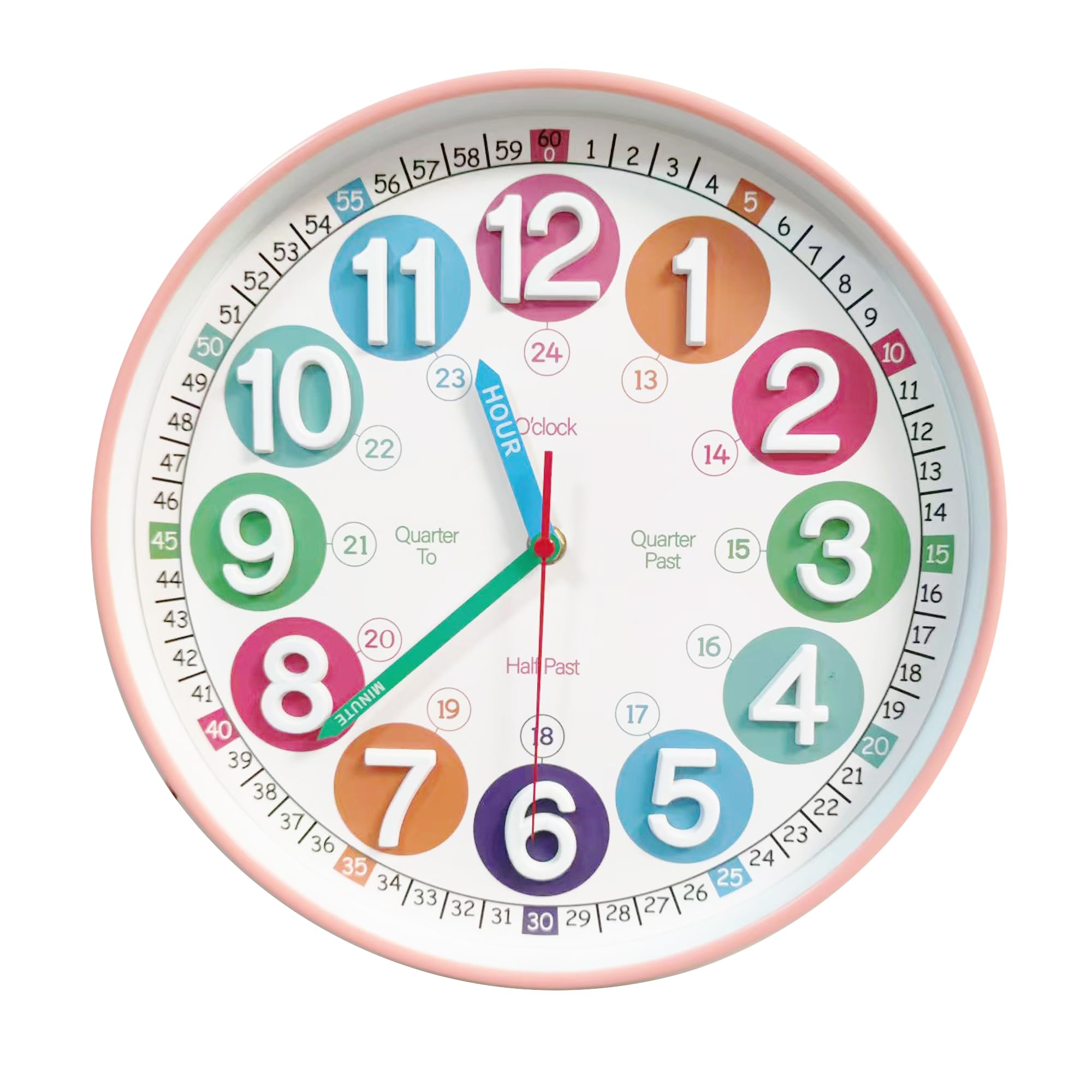 View 1 of ***MINOR DAMAGE***SYOYUEX 12 Inch 3D Peach Pink Classic Silent Wall Clock