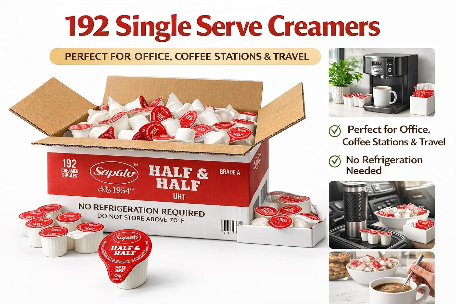 Amazon.com: Coffee Creamer Half & Half Singles, 192 Count | Saputo