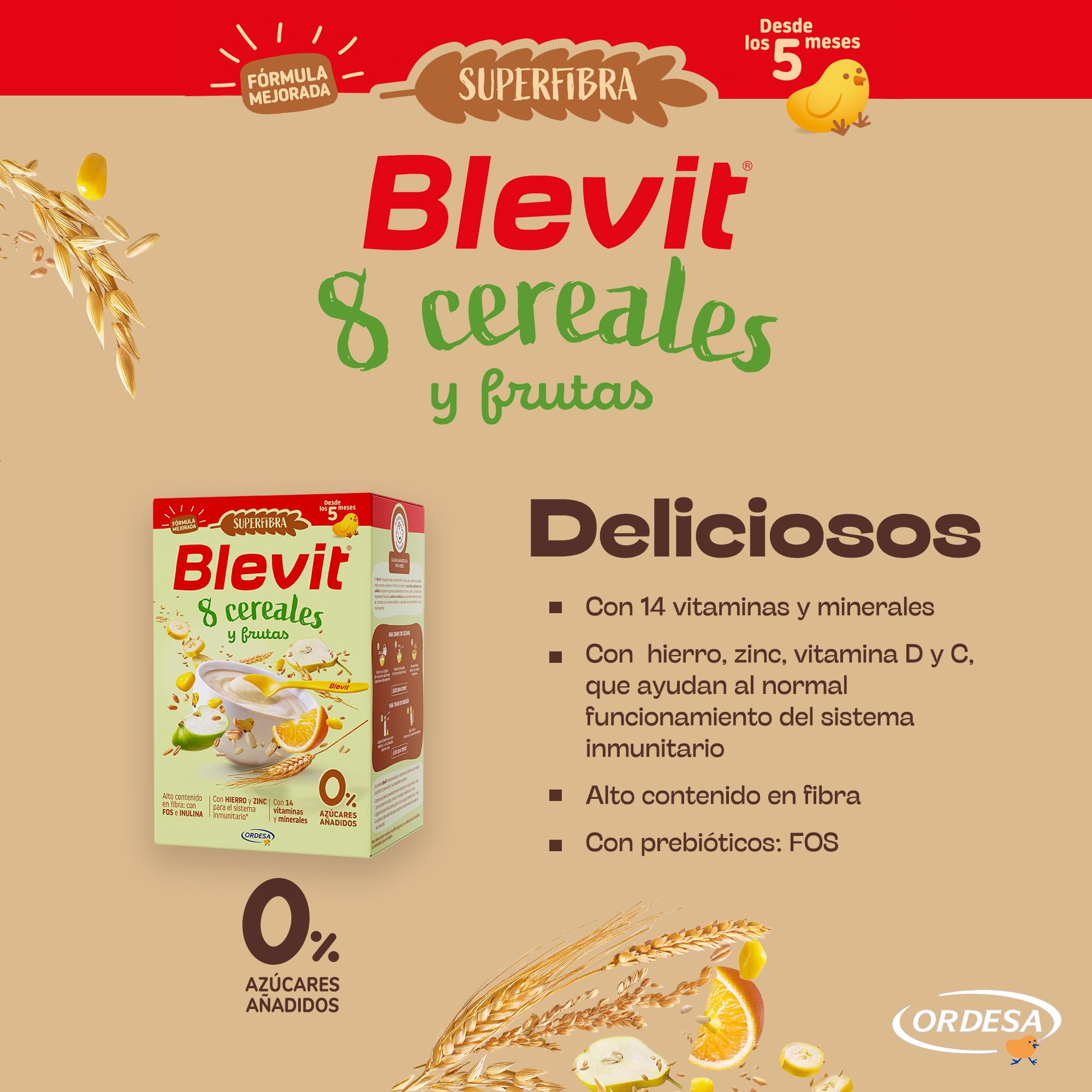 Blevit Superfibra 8 Cereales y Frutas 500g Papilla para Bebé desde 5 meses
