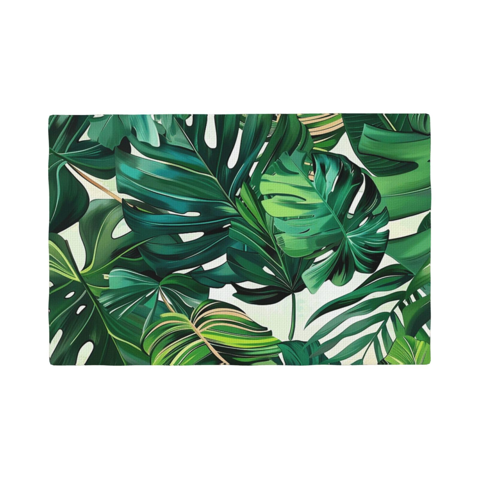 tropical leaves Print Placemats Set, Heat Resistant Washable Placemat 12x18in Table Mats for Party Kitchen Dining Table Decoration Indoor Outdoor, Six Piece