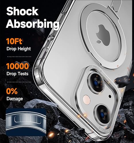 Miniatura 5 de MAGIC JOHN Funda para iPhone 13iPhone 14 (6.1 pulgadas) compatible con Magsafe con soporte de metal magnético a prueba de golpes de grado militar
