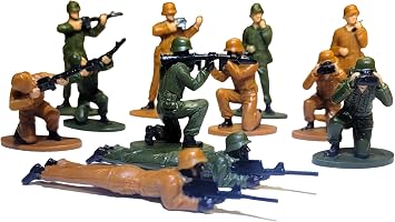 Free Standing US Army Men Solider Figures 2"-2.75" Highly Detailed Realistic Classic Soldiers Military Men in Green and Brown Uniforms. Great Party Favor Goodie Bag Filler. Classic, 12, Pack