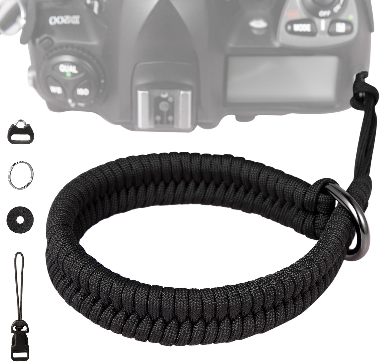 Camera Wrist Strap,1Pack Adjustable Nylon Camera Hand Strap,for GoPro,DSLR,Fuji, and Mirrorless Cameras Photographers Quick Release,Paracord (Black)