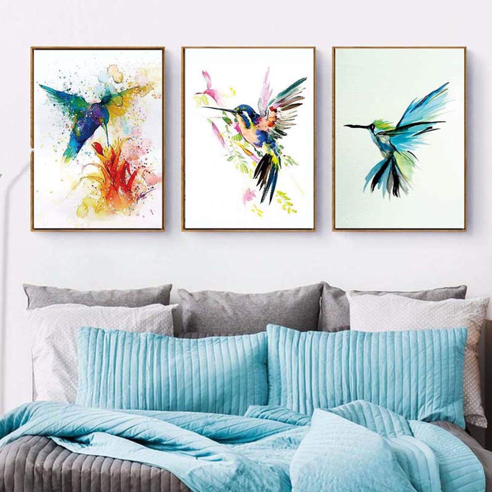 Abstrakcyjne akwarele ptak obraz na płótnie piękny nowoczesny sztuka ścienna nadruk plakat salon murale obraz wystrój domu 50 x 70 cm x 3 bez ramy