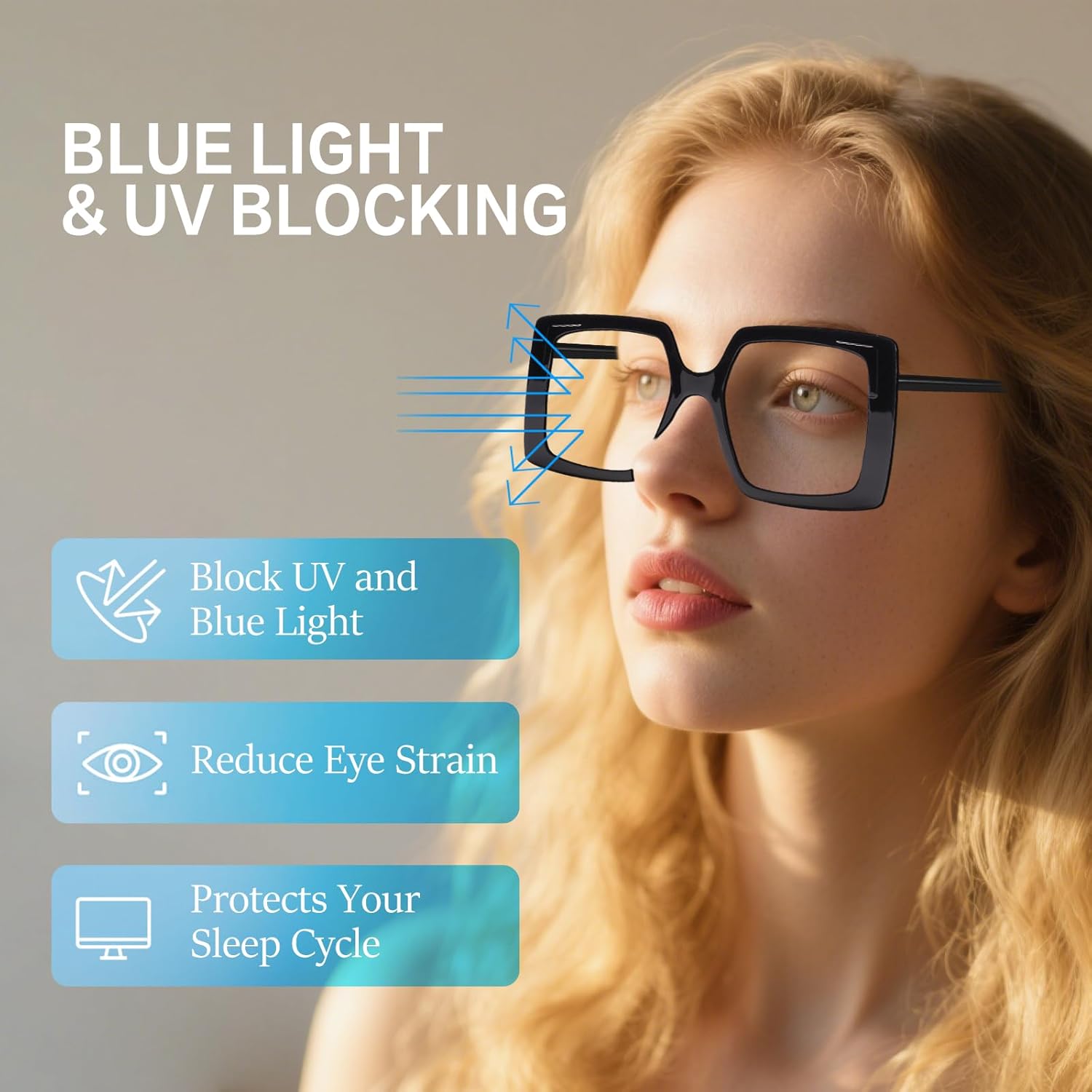 Fashion Oversized Square Reading Glasses for Women, Large Frame Blue Light Blocking Reader for Big Head and Big Face - Image 5