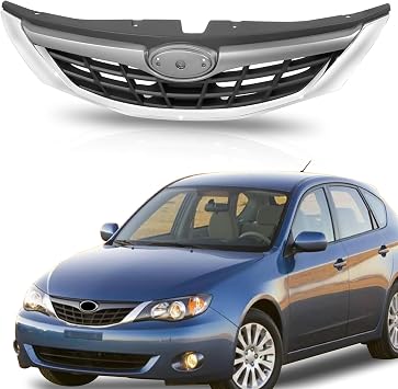 Front Bumper Grille Grill Assembly Black/Chrome with Badge Slot Compatible with 2008 2009 2010 2011 Subaru Impreza SU1200137