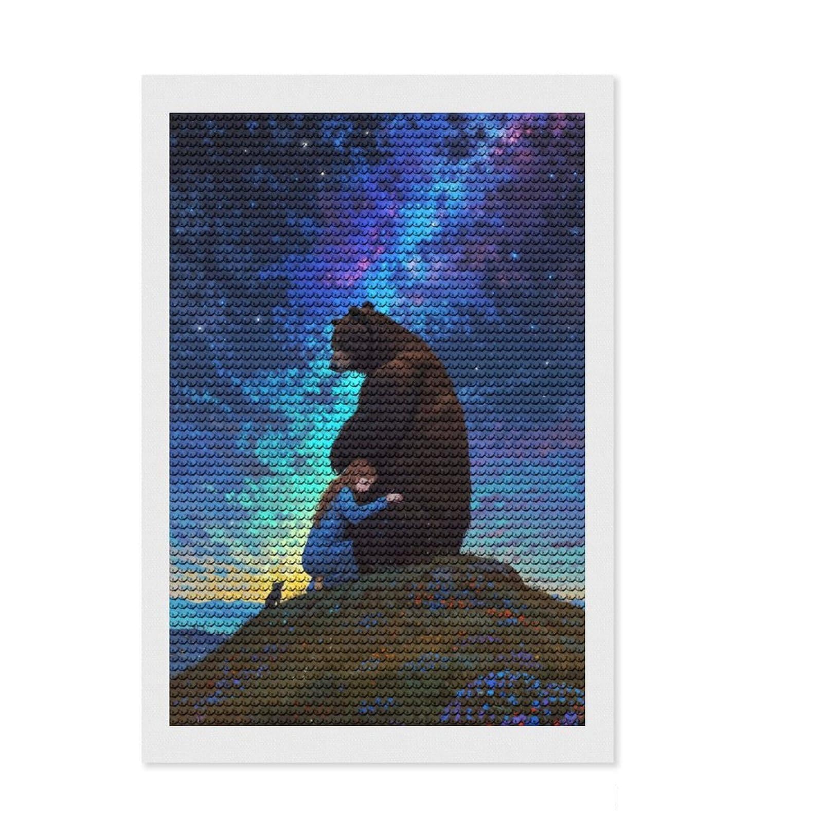 Junmoney Celestial Embrace Diamond Painting Canvas Set 8"x12", for Teens, Pleasing Wall Art Project, Cosy Home Accent, Birthday Gift