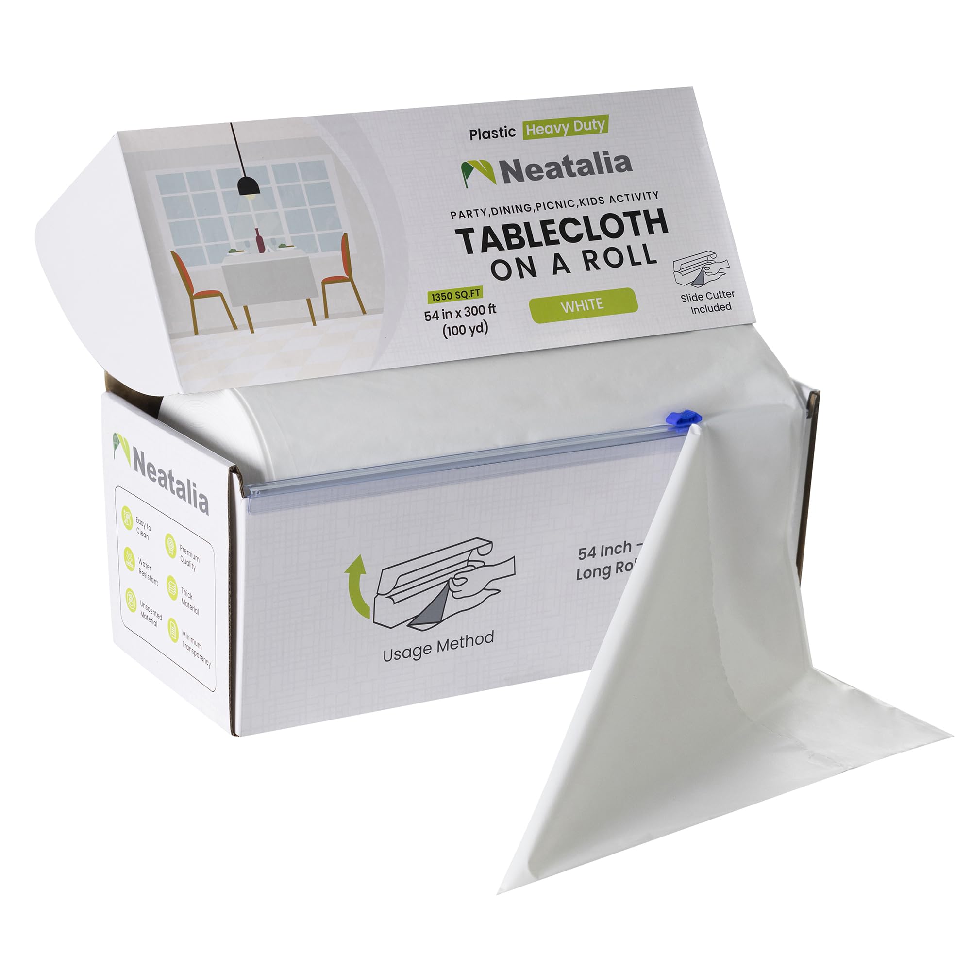 300 ft White Premium Disposable Waterproof Cover Table Cloth Rolls for Outdoor Party Events Tablecloths for BBQ Picnic Rectangle and Round Tables and Decorative Supplies